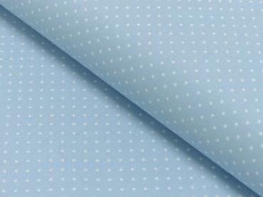 Baumwoll Druck Tupfen Babyblau/ Weiß 2mm